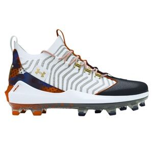 Mens Under Armour Harper 9 Pro TPU USA Baseball Cleats. White/Navy/Red/Gold